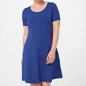 Isaac Musrahi Live! Party Dress Short Sleeve Scoop Neck w Pockets Sz M